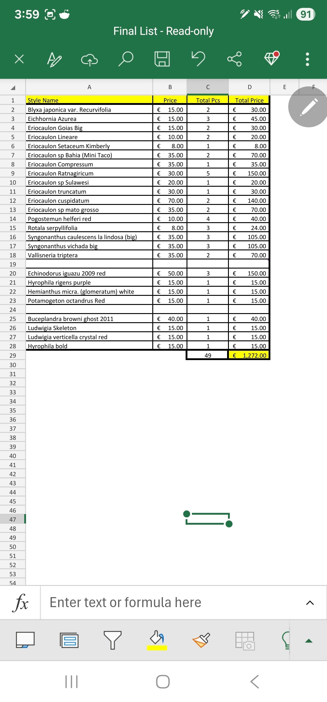 Mix plants aquarium